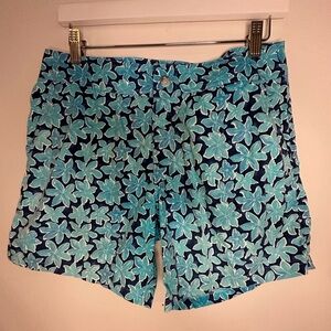 Vilebrequin blue floral tropical men’s swimsuit trunks small